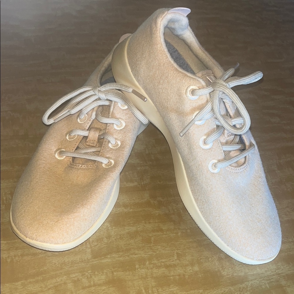 Allbirds Cream and Yellow Sneakers with Textured Fabric and White Soles